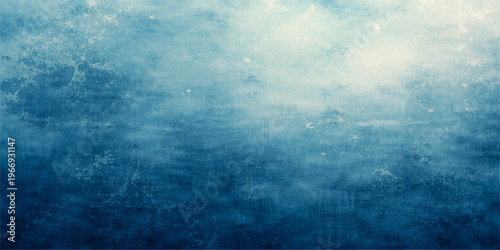 Abstract blue grunge sky background with stormy clouds and dark ocean water texture