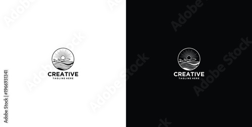 travel agency logo design that focuses on luxury travel, beaches, adventure, family