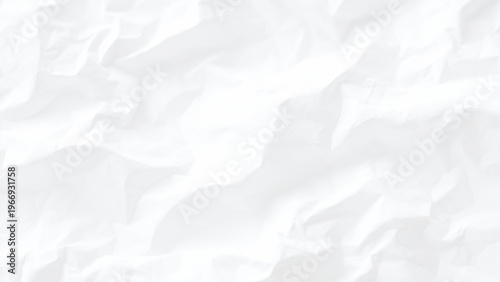 White crumpled paper texture background with wrinkled folds and creases