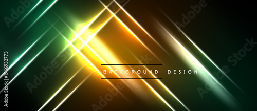 Abstract neon lines create dynamic glowing effect. Bright colors blend, forming futuristic backdrop. Bold design emphasizes light intensity.