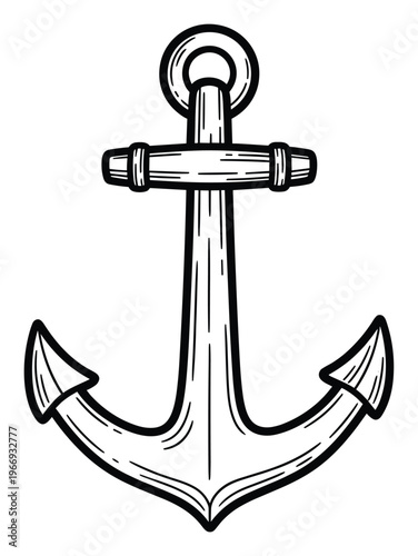 Bold graphic anchor symbol perfect for maritime themed logos, nautical brand identity, adventure travel souvenirs, or ocean exploration apparel designs
