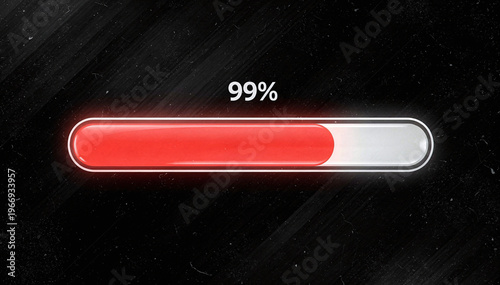 Red Progress Bar Indicating 99 Percent Completion on Dark Background