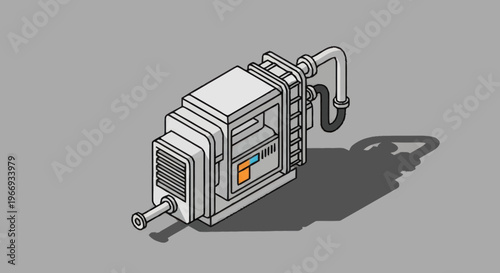 Isometric Illustration of a Futuristic Industrial Machine.