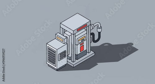 Isometric Gas Pump Station Illustration.
