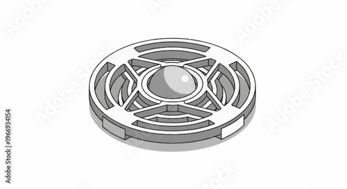 Detailed 3D Render of a Futuristic Circular Device.