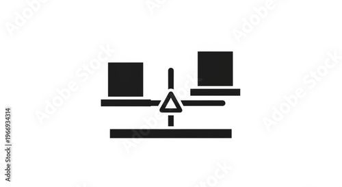 A minimalist vector graphic illustration of a seesaw with two laptops balancing on either side