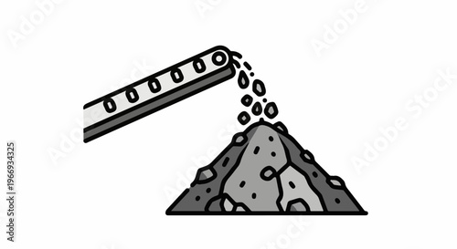 Conveyor belt dropping gravel onto a pile