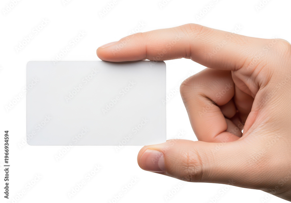 Obraz premium A hand holding a small blank white card or note