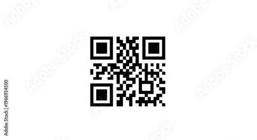 A black QR code icon on a white background, representing a quick response code for scanning and linking to digital content.