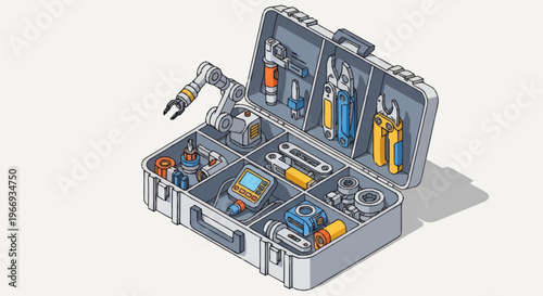 Robotic Arm and Tools in a Portable Case.