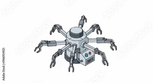 Advanced robotic spider machine with multiple articulated arms.