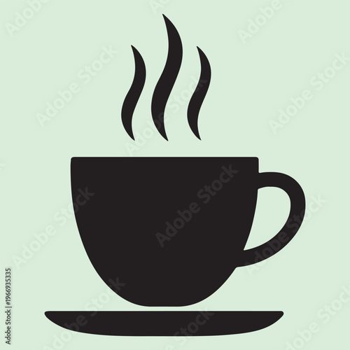 Cup of hot coffee icon illustration with steam, representing coffee, espresso, and morning beverage in a simple vector style