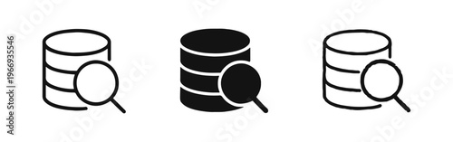 Database search and data analysis icon set.