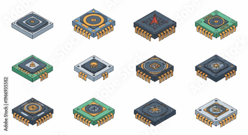 Collection of Diverse Electronic Microchip Components.