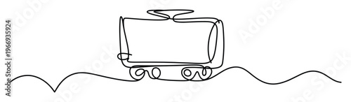 Simple continuous line drawing of a railway wagon symbolizing movement and travel, perfect for transportation or logistics themed graphic projects and minimalist branding.