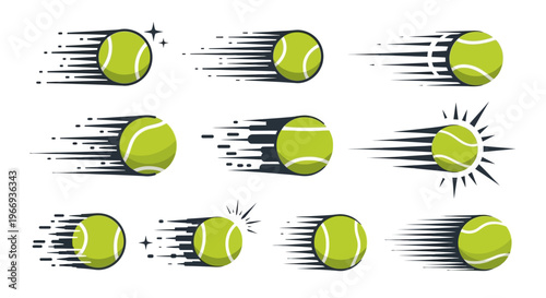 Tennis Ball Motion Blur Effect Collection: Fast Serve, Speed Lines, Dynamic Movement