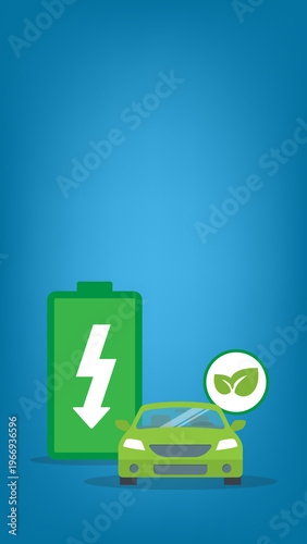 Electric Car Battery Charging Concept – Green Energy EV Vehicle, Sustainable Transport, Clean Power Technology 