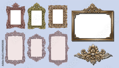 Set of luxury vintage frames, collection of retro labels, badges and banners vector decorative elements