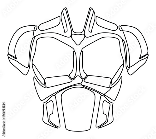 Futuristic outline of a protective chest armor or athletic gear, perfect for technological branding, superhero costume concepts, and science fiction game development projects