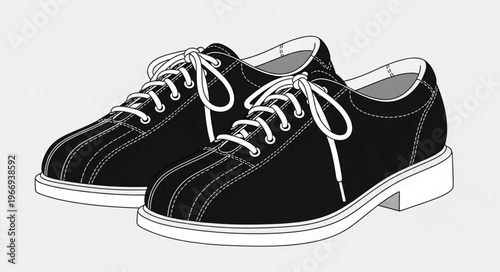 Pair of Black Oxford Shoes with White Laces.