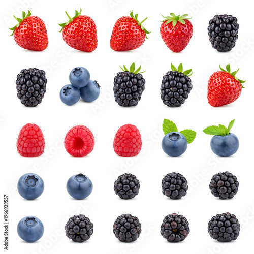 Fresh Berries Assortment Strawberries Blackberries Blueberries and Raspberries.