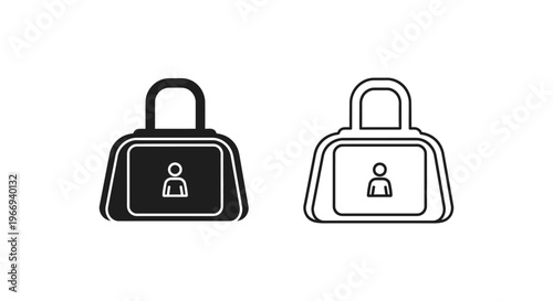a black and white icon of a padlock on a briefcase Vector