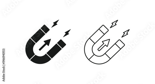 horseshoe magnets with lightning bolts Vector