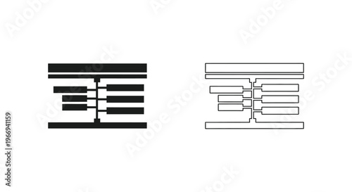 a pair of black and white icons of a horizontal vent or grille Vector