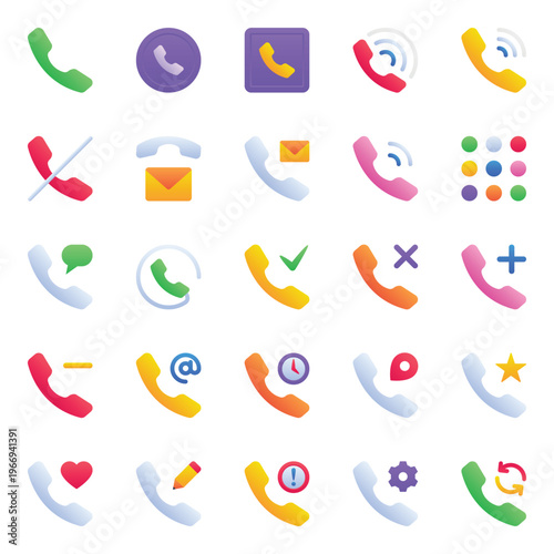 Gradient color icons set for Telephone calls