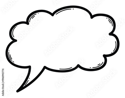 Expressive hand drawn thought bubble with a unique wavy contour and textured highlights, suitable for conveying ideas, dialogue, or personal reflections in engaging visual content