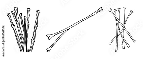 Napier's Bones sticks set with black line art drawing on white background featuring mathematical instruments, illustration, geometry with precision and antiquity