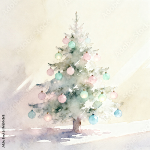 Minimal Christmas Tree Background with Soft Lights and Elegant Winter Decor.