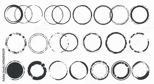 A collection of textured circular outlines in various brush stroke styles
