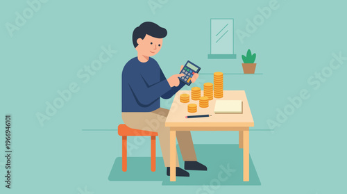 Man sitting at desk working on tasks.
