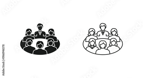 a group of people sitting around a table Vector