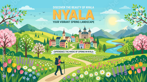 Spring Landscape Scenic View with Nyala Text