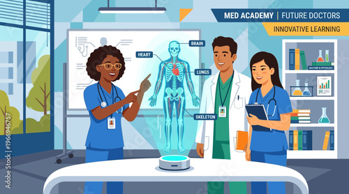 Medical Students Examine Holographic Human Anatomy