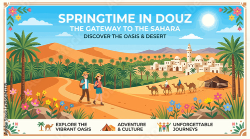 Springtime in Douz Desert Oasis Travel Poster