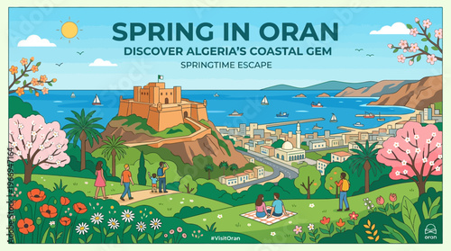 Springtime in Oran Algeria Coastal Gem Travel Poster
