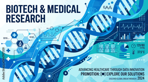 Biotech and Medical Research Concept with DNA Strand