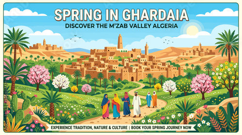 Springtime in Ghardaia Scenic View of the M'Zab Valley in Algeria