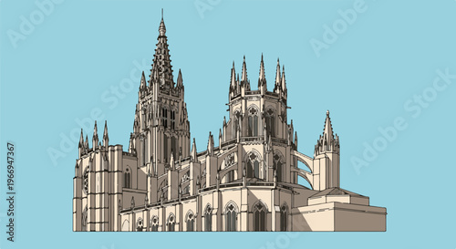 Ornate Gothic cathedral with pointed arches and spires against sky