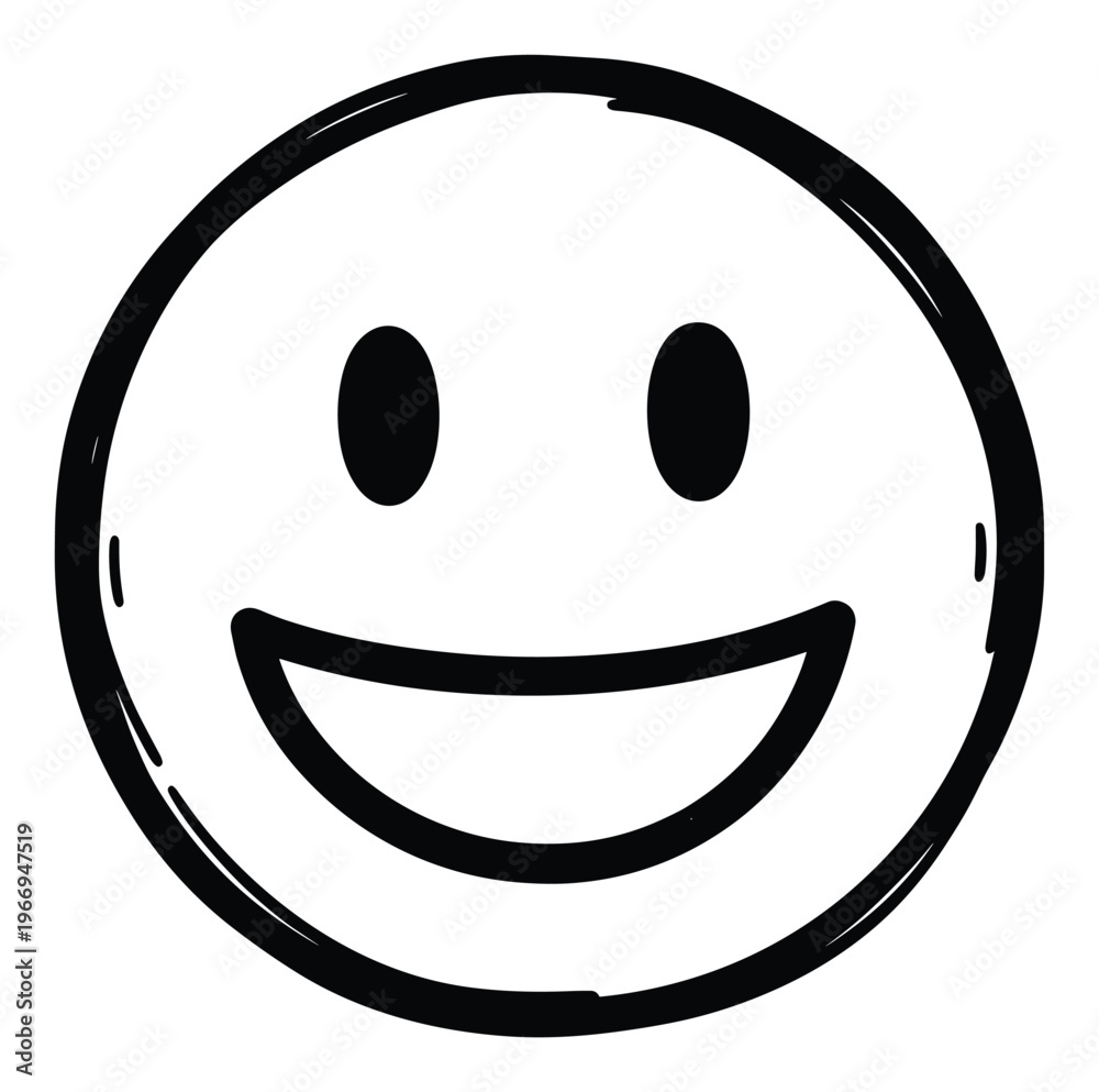 Fototapeta premium Handdrawn style happy smiley face expressing joy and positive emotion, perfect for use in digital communication, social media posts, or graphic design projects.