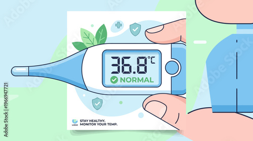 Healthy Body Temperature Check with Thermometer