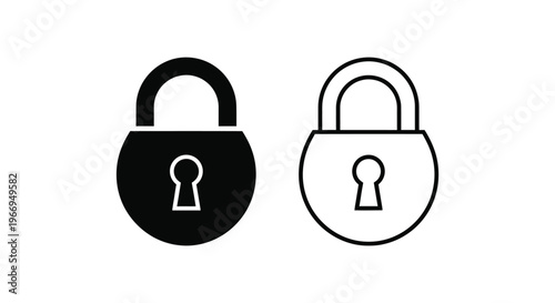 black and white padlock icons with keyholes Vector
