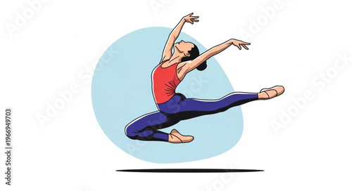 Ballet dancer performing an elegant leap in mid-air.