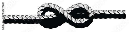 Strong black and white nautical rope knot graphic providing a sturdy and reliable visual element for marine themed branding and adventure related commercial projects