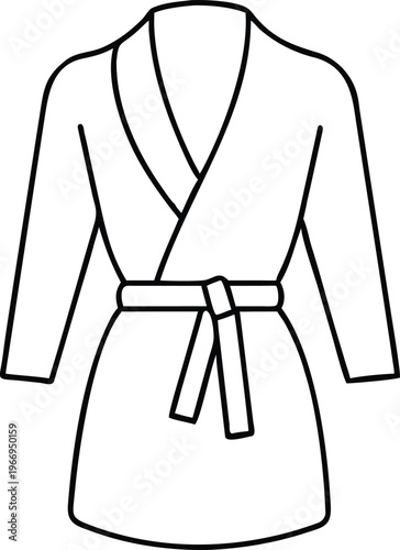 Clean line art depiction of a traditional tied dressing gown