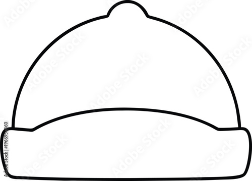 Clean line drawing of a minimalist cuffed beanie hat essential for everyday winter wear