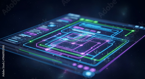 Neon circuit board technology background.